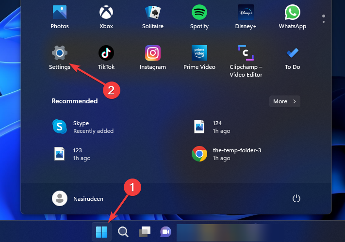 Windows settings