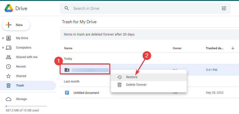 Restore Drive file